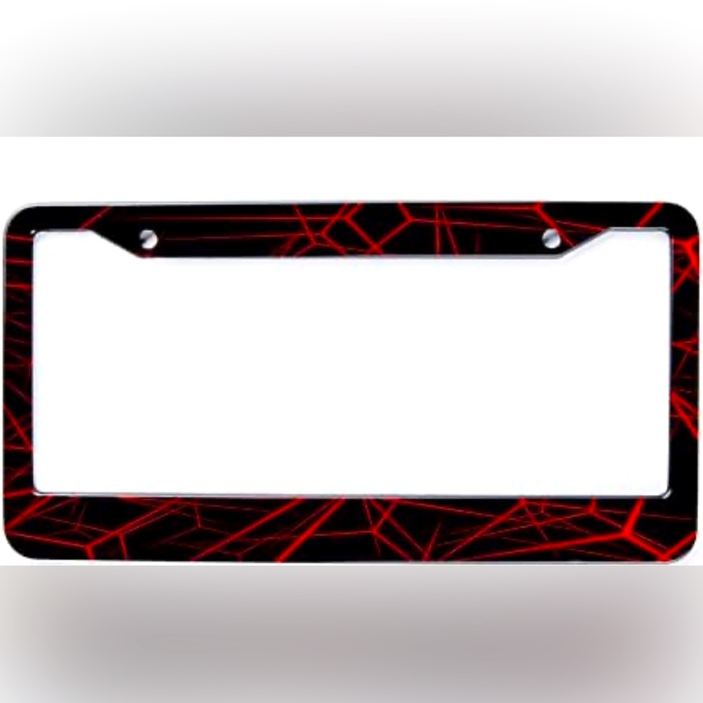 Cool Cracks 🔴Red & Black ⚫️ Decorative License Plate Frame, Aluminum.